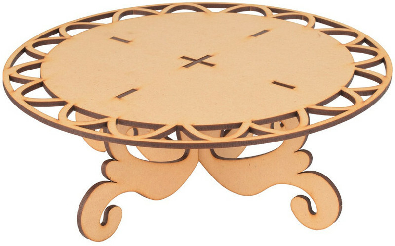 YIXT Round PlyWood Cake and Dessert Pedestal Display Stand for Dining Table Wooden Cake Server(Brown, Pack of 1)