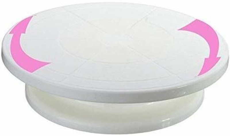 Fitaza Cake Decorating Revolving Turntable and White divinext Round Rotating Plastic Cake Server(Multicolor, Pack of 1)