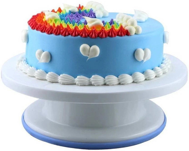 Vallbhi Enterprise Cake icing turntable Cake_Turntable_360_Rotation Plastic Cake Server cake stand table Plastic Cake Server(White, Pack of 1)
