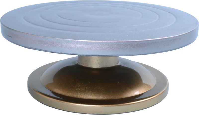 Viraj Prime Heavy Quality, Fiber Turntable, 360° Smooth Rotation, 12 Inch Cake Maker Plastic Cake Server(Gold, Silver, Pack of 1)