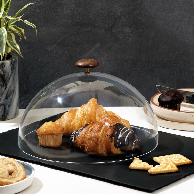 Makrey Acrylic Cake Food Cover Dome Cloche 8"/ 20cms (Pack of 1). Acrylic Cake Server(Clear, Pack of 1)