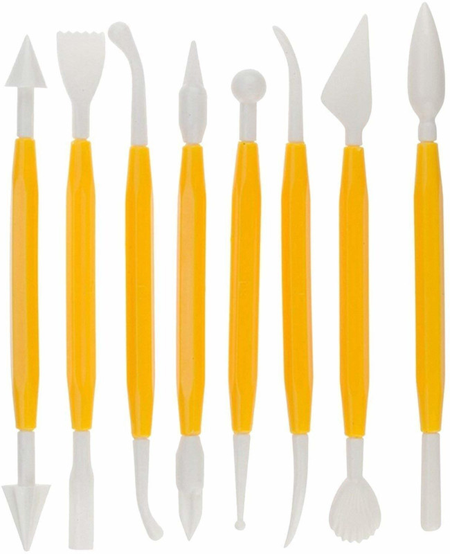 OYTRA 8 Piece Fondant Cake Tools Plastic Cake Server(Yellow, Pack of 8)