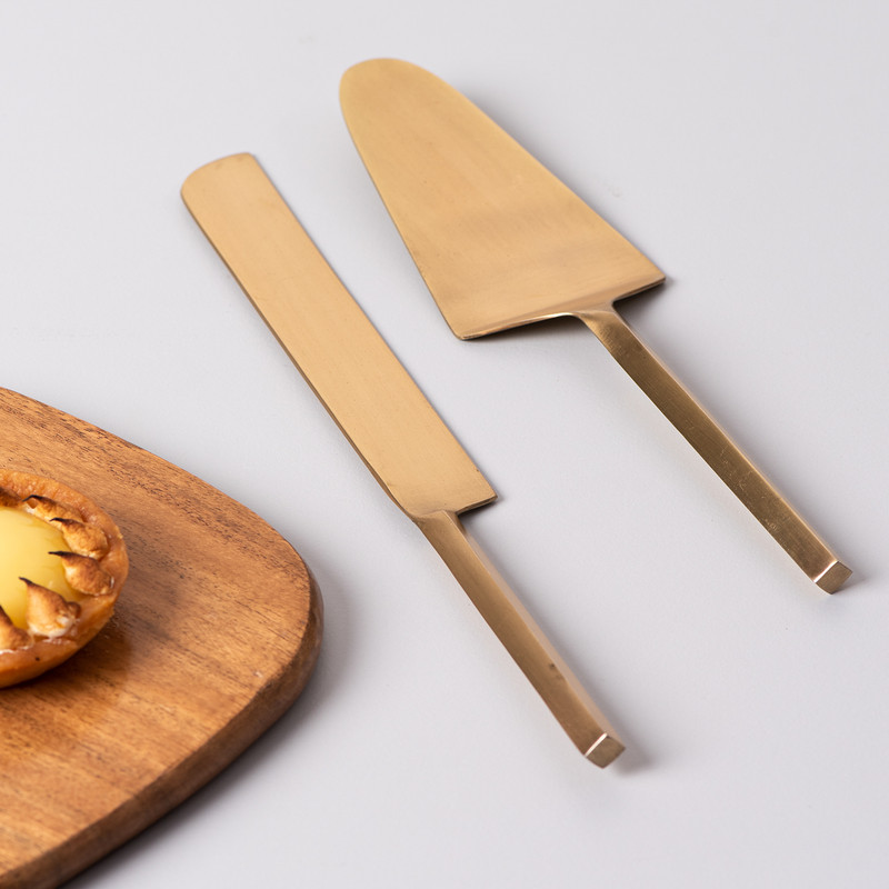 nestroots Cake, Pie & Pastry Servers Cake Cutting Knife Spatula Server Set of 2 Stainless Steel(G)old) Stainless Steel Cake Server(Gold, Pack of 1)