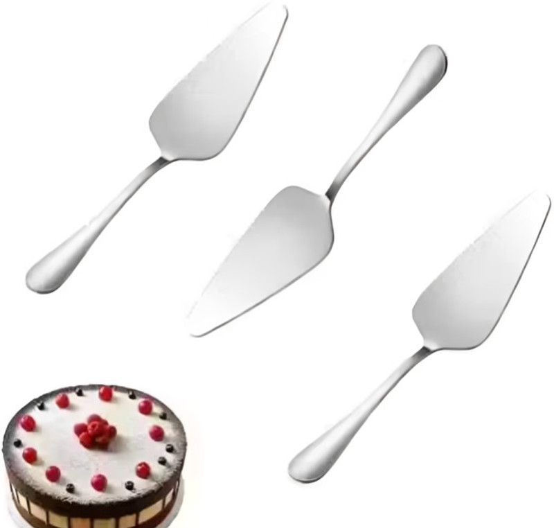 DINEZAAR Cake Server Set – Premium Dessert & Pastry Serving Spatula Stainless Steel Cake Server(Silver, Pack of 2)