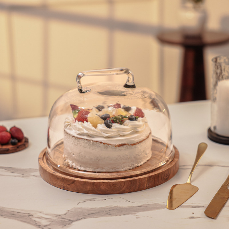 IREKA HOMES Glass, Wooden Cake Server