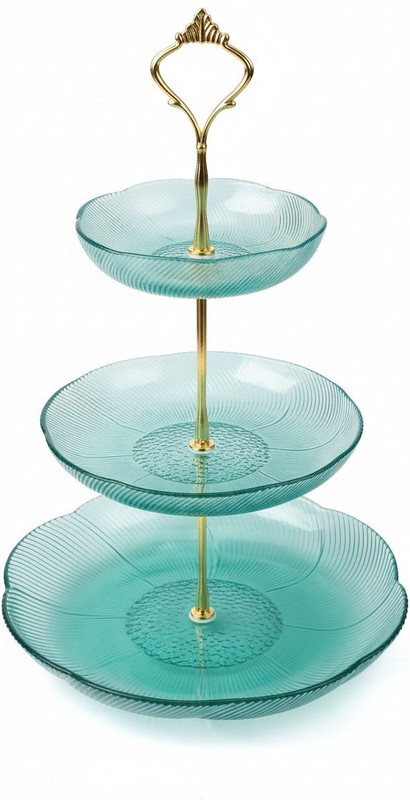 Akarshaglass karbon Acrylic Cake Server(Green, Pack of 3)