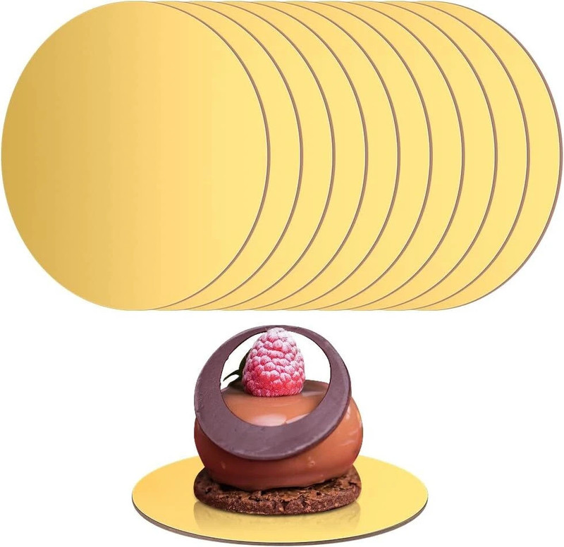 DRAPENZA 20 Pcs Round Cake Base Board Set | 7 8 9 10 inch- 5 Pcs Each MDF Cardboard Paper Cake Server(Gold, Pack of 20)