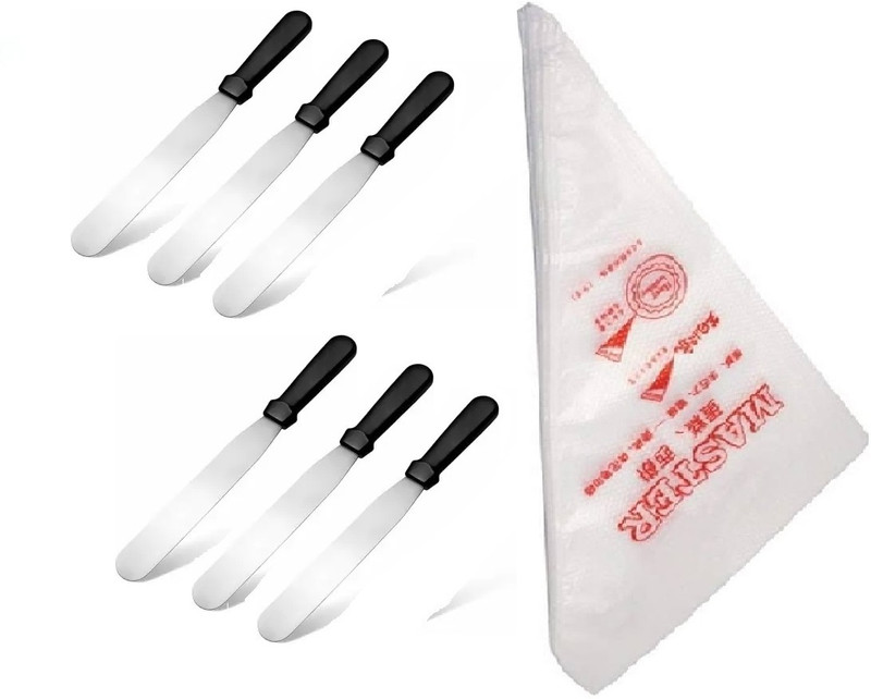 Xila Magic 10” Angular Cake Palette Knife and piping bag (12pcs) Stainless Steel Cake Server(White, Pack of 1)