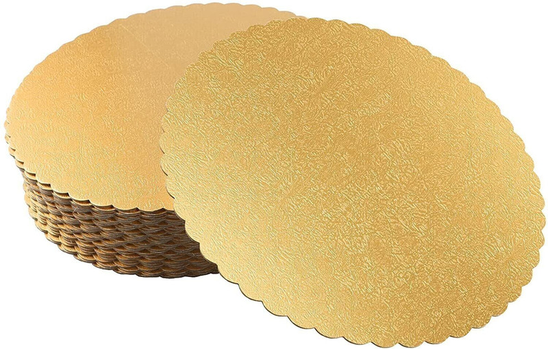 Oyeboxes Round golden Cake Base/Board CB01 S Paper Cake Server(Gold, Pack of 20)