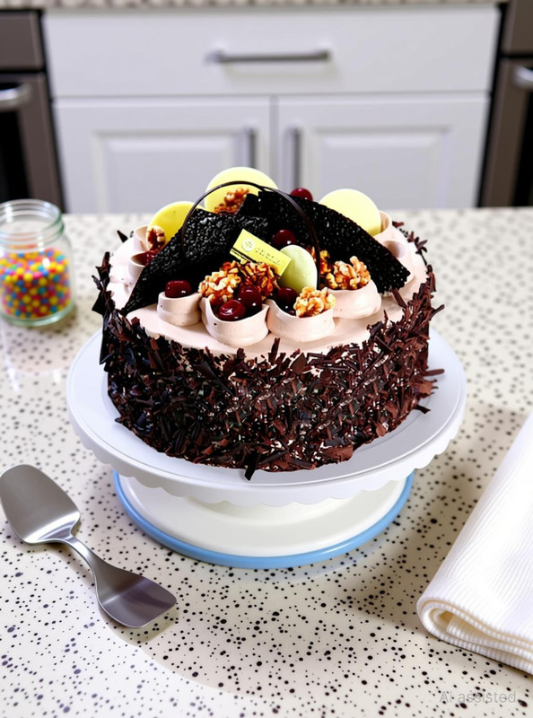TRENDING PRODUCTS VILLA Cake Decorating Revolving Turntable Round Rotating Revolving Cake Sugarcraft Turntable Decorating Stand Platform Cake Table Plastic Cake Server