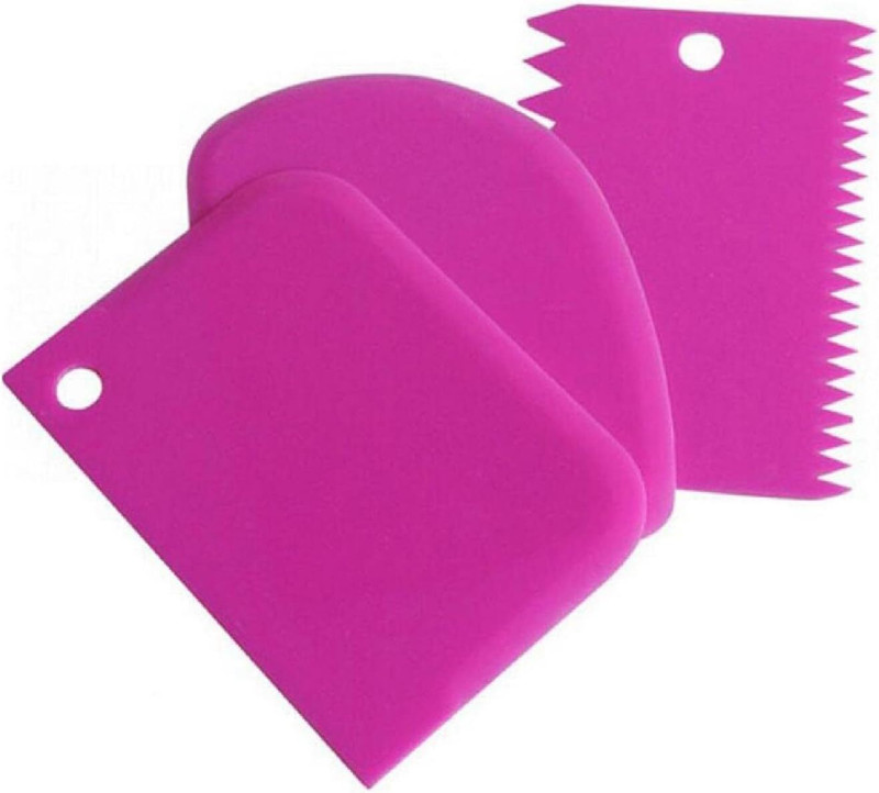 PERIZONE 3pcs/Set Plastic Pattern Edges Side Scrapers for Cake Smoother Icing Fondant Full Cake Cutter(Multicolor, Plastic)