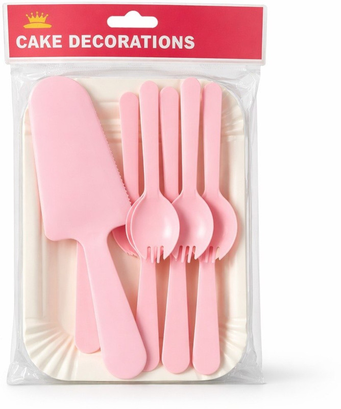 Suvaniq Reusable Plastic Cake Knife and Fork Set Party Serving Combo with Pastel Colors Full Cake Cutter(Blue, Plastic)