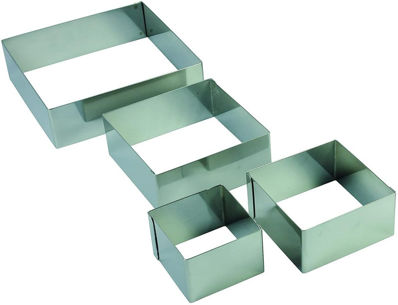 KMW Precision Stainless Steel Square Moulds (Set of 3) for Perfect Cakes Single Piece Square Slicer(Steel, Metal)