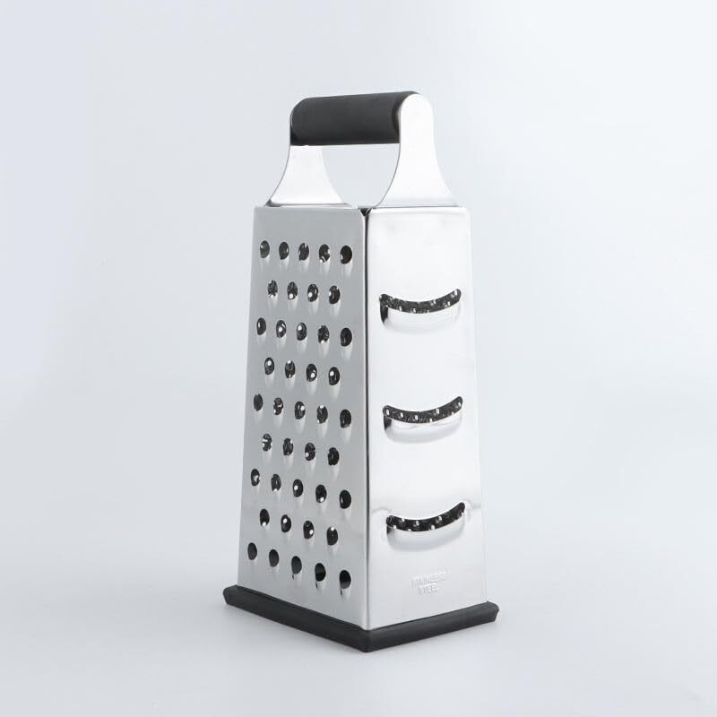VGmax Professional Box Grater for Kitchen, 4-Side Stainless Steel Grater for Cheese Full Cake Cutter(Silver, Metal)