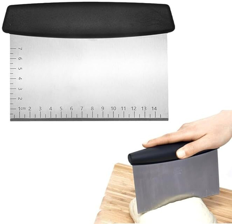 vihalvilaa Dough Scraper Stainless Steel with Handle, Metal Dough Cutter Spatula Baking Smoother & Polisher(Silver)