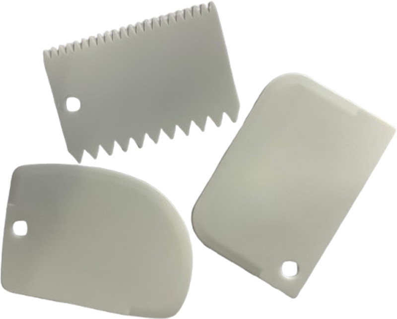 SRC 3 Pcs Cake Scraper Set for Cutter, Chopper, Icing Fondant Decorating Pastry Baking Smoother & Polisher(White)