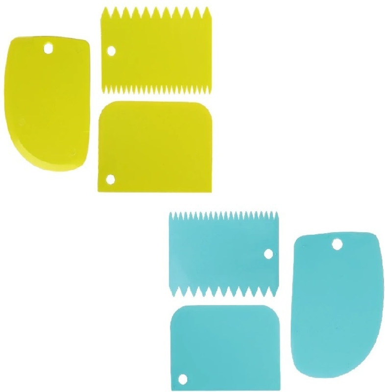 BHOOLU&GOOLU Cake Making Tool-Cream Scraper, Dough Cutter, Smoother - Green ,Blue (6 Pcs Set) Baking Smoother & Polisher(Blue, Green)