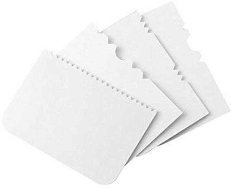 Nishee Beats 4 Pcs Cake Scraper Set Plastic Baking Smoother & Polisher(White)