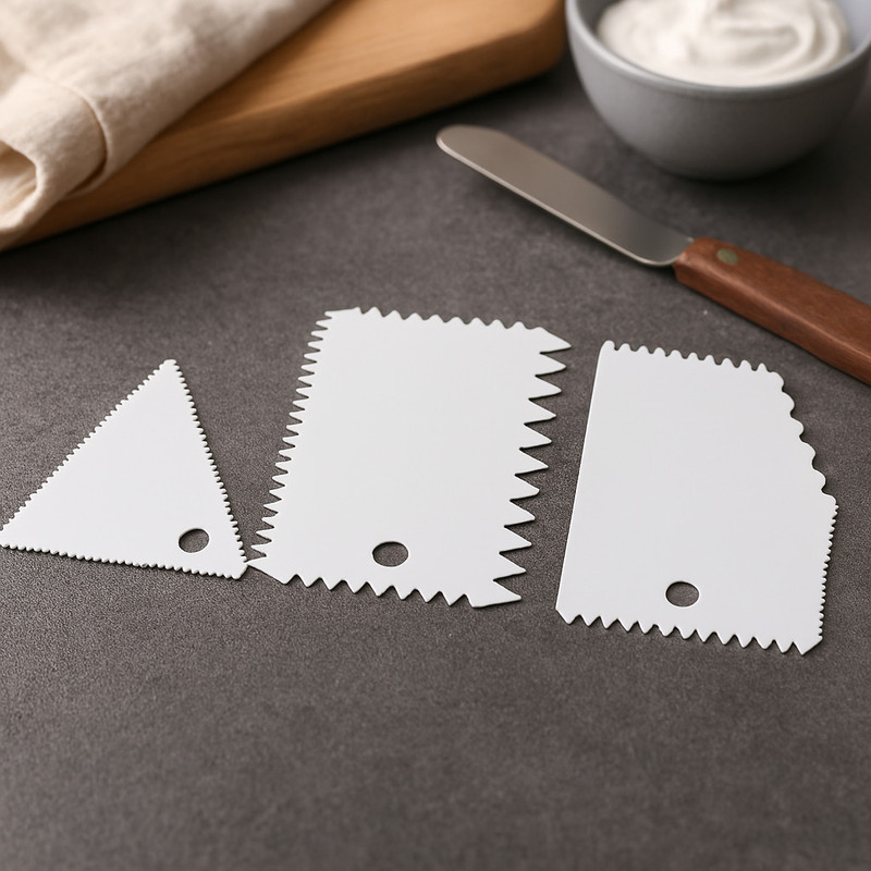 SYGA Set of 3 Cake Smoother Scrapper for Cake Decoration Baking Smoother & Polisher(White)