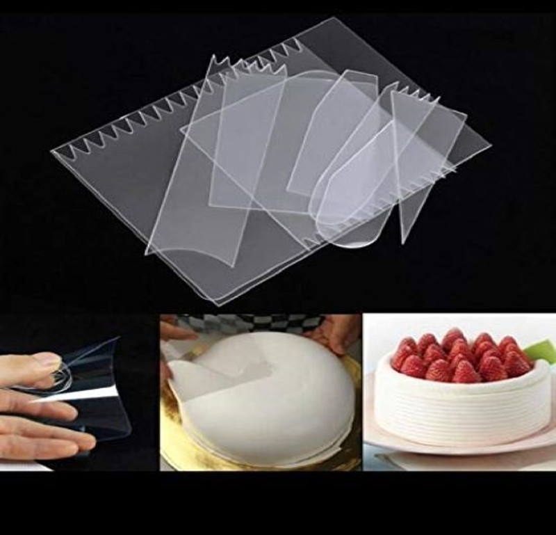 Naama 9Pcs Cake Scraper Fondant Mousse Cream Spatula Edge Smoother Cupcake Cake Cutter Baking Smoother & Polisher(White)