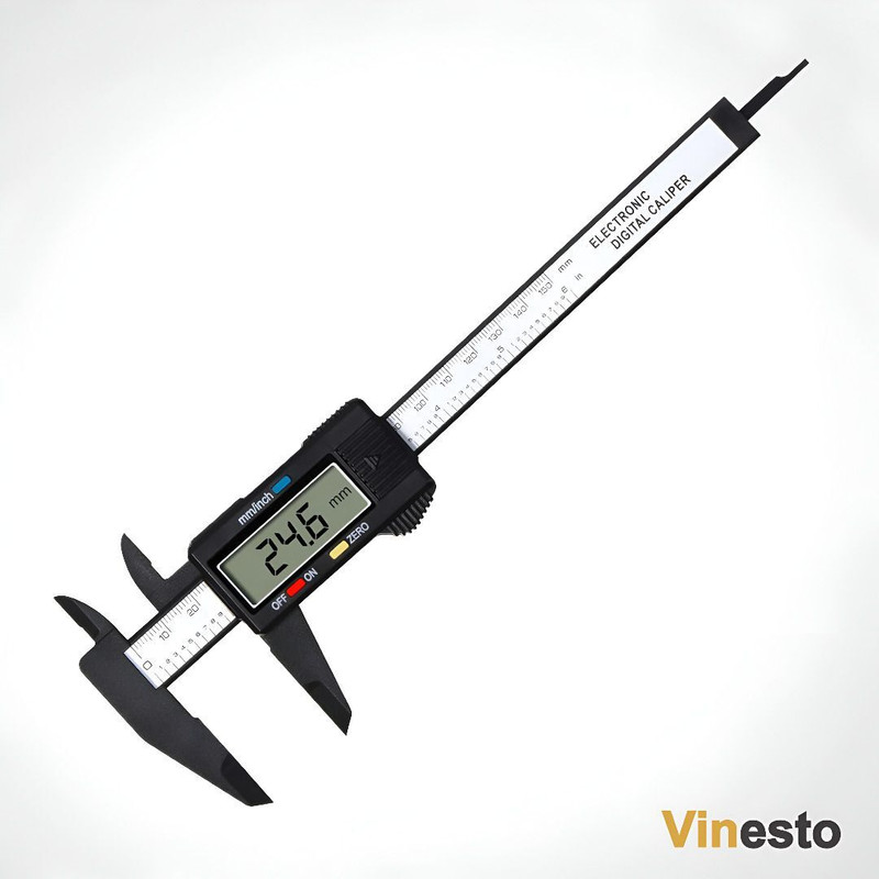 vinesto Electronic Carbon Fiber 150mm Digital Vernier Caliper LCD Display Stainless Steel 0.01mm Precision 005 Digital Caliper(0 – 150 mm)