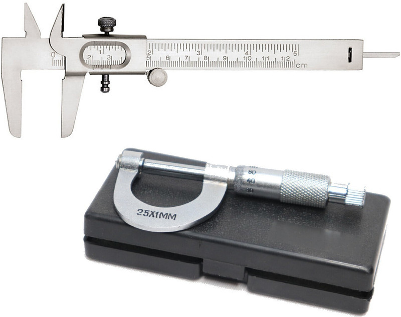 THE LABWORLD Vernier caliper 0-125MM + Micrometer 0-25MM Combo Pack slide caliper 15 cm for measurement of round objects and depth. Vernier Caliper(125 mm)