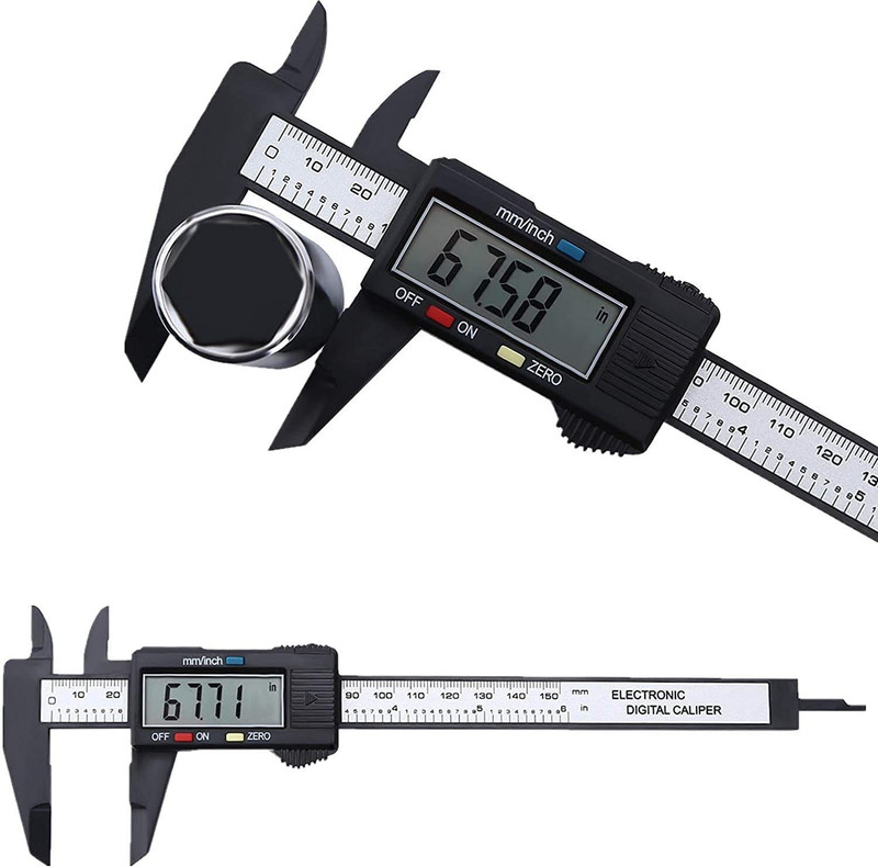 FLOSTRAIN 150mm LCD Digital Vernier Caliper Micrometer Electronic Carbon Fiber Composites Digital with LED Screen Vernier Caliper(0 - 150 mm)