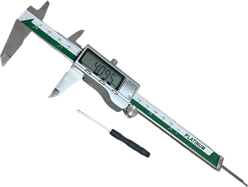 ADAWAT 1 Pcs Platinum Digital Vernier Caliper 150 mm/ 6" with LCD Display Digital Caliper 6 Inch Caliper Tool Auto-Off Feature Easy Switch Metric Fraction Digital Caliper(0-150 mm)