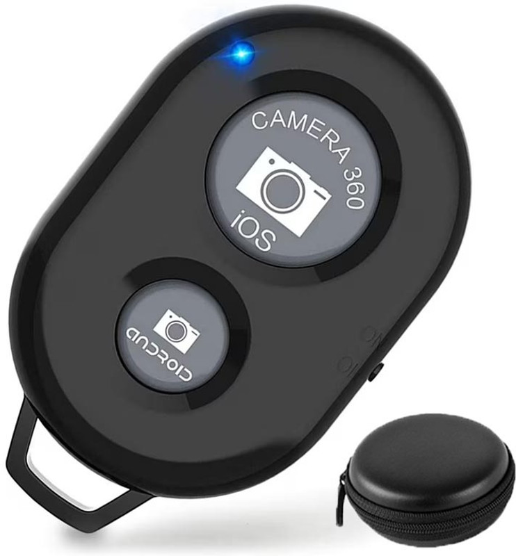 Huntindia Bluetooth Remote Shutter Release Mobile Phone Camera Selfie Stick Control+Pouch  Camera Remote Control(Black)