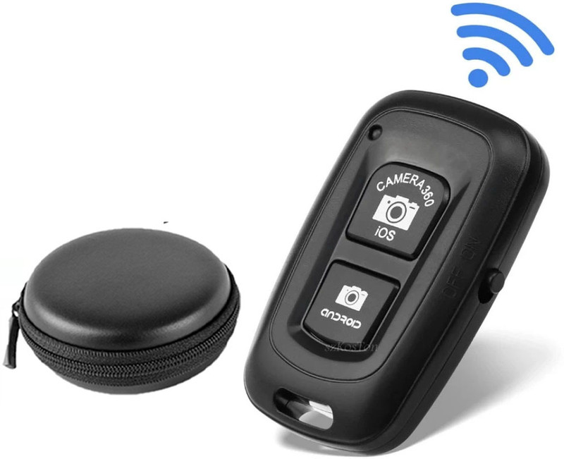 POZUB Bluetooth Remote Control Shutter Compatible All iOS & Android+ Carry Pouch  Camera Remote Control(Black)
