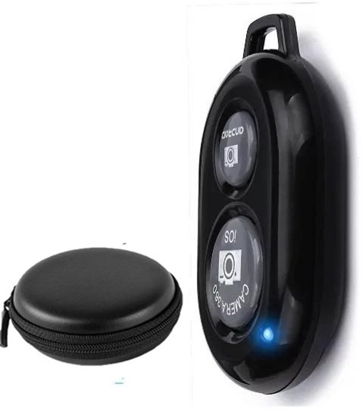 Huntindia Perfect for Taking Selfies Wireless Bluetooth Remote Shutter Control+Pouch  Camera Remote Control(Black)