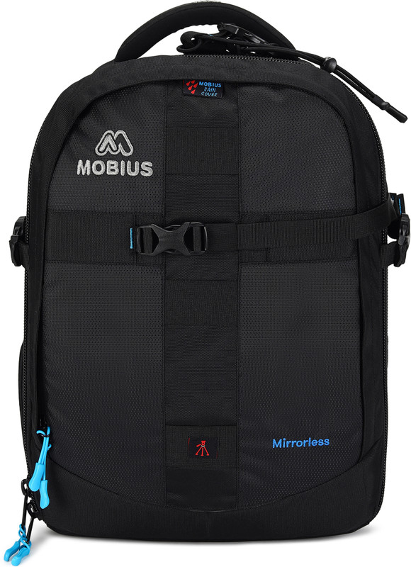 MOBIUS Mirrorless 100% Waterproof DSLR Backpack Camera Bag with Rain Cover Suitable for DSLR Camera with Lens 18 135 Lens 3 Nos 70-200 85mm-F1 8 Flash Battery Charger Tripod Memory Cards Laptop 15.4inches Camera Bag(Black)