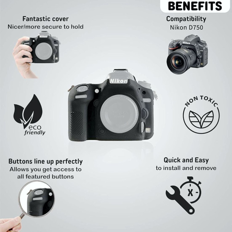 fotokina N-i-k-o-n D750 SILICONE CASE  Camera Bag(Black)