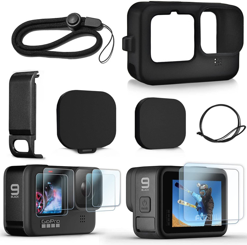 Adofys Accessories Kit compatible with GoPro Hero 10/Hero 9 Black only  Camera Bag(Black)
