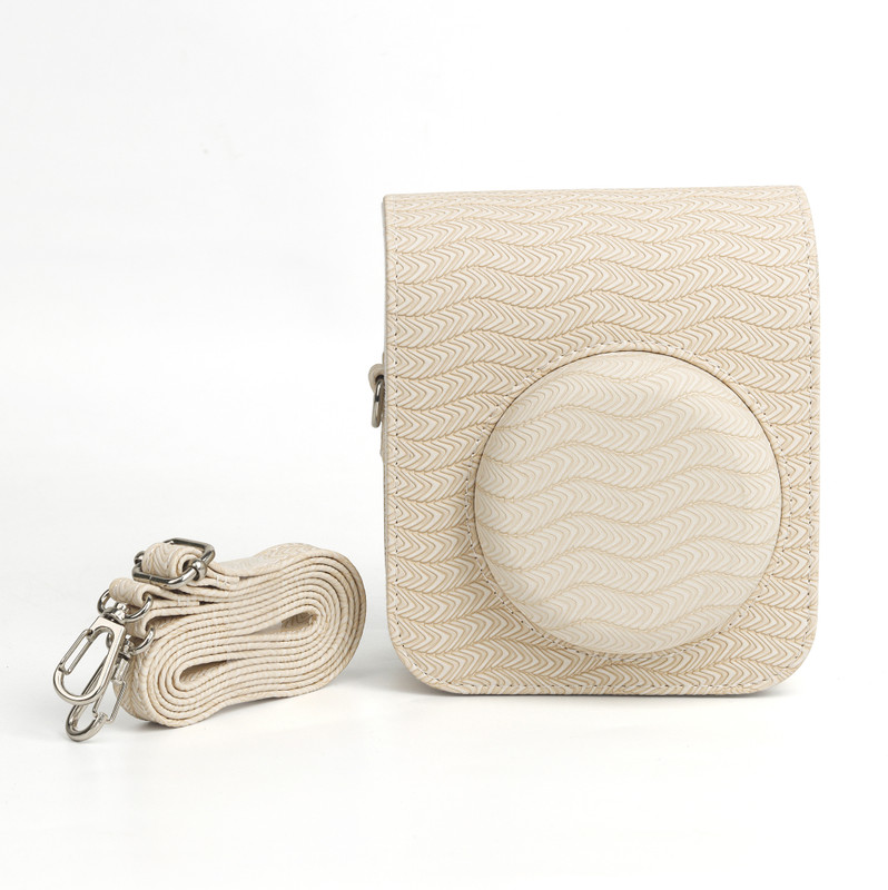 Zikkon Instax Mini 12 Beige Wave Protective Embossed PU Leather Carrying  Camera Bag(Beige Wave)