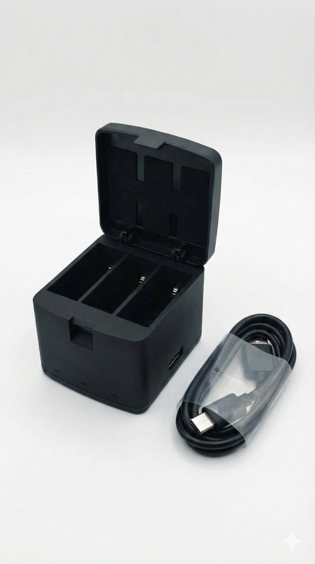 capo 3-Slot USB Battery Charger Compatible with Hero 9 & 10 Cameras  Camera Battery Charger(Black)