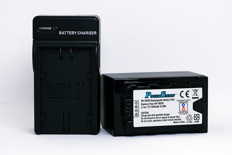 Power Smart VW-VBD58 Battery and Charger for Panasonic AG-VBR59, AG-CX10, AG-UX90 Camcorders Camera Battery Charger(Black)