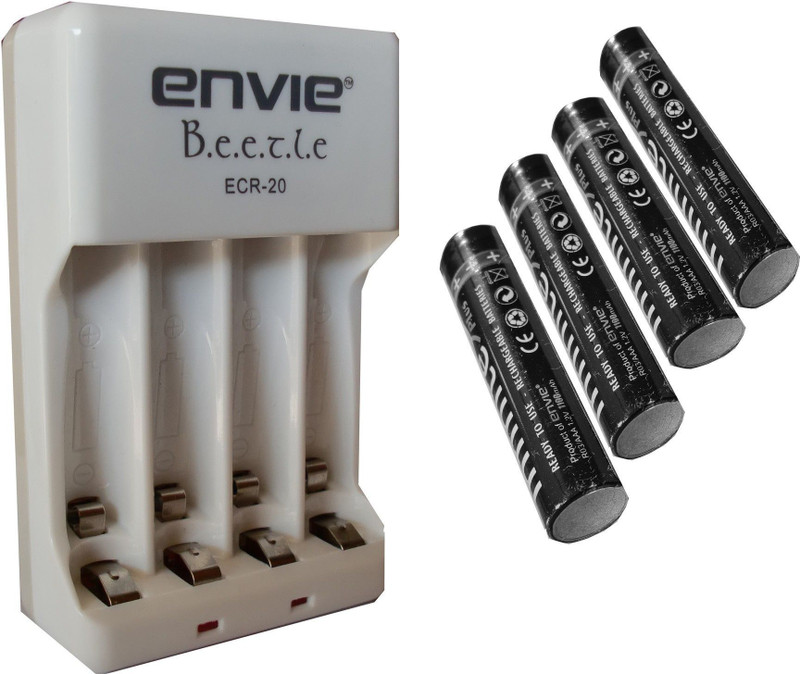 Envie AAA 1100 mA Ni-mH Rechargeable (4 Pcs.) + ECR20 (1 Pc.) Camera Battery Charger(White, Black)