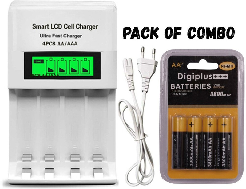 Camstuffs camera flashlight battery cell (3800 Mah) with lcd display charger (white) combo  Camera Battery Charger(White)
