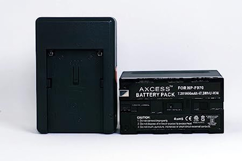 Axcess NP-F970 Battery + NP-F970 NP-F930 NP-F950 NP-F960 Charger for Sony MVC CD1000  Camera Battery Charger(Black)