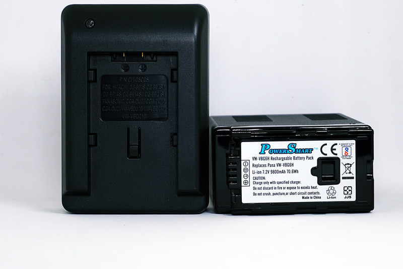 Power Smart Battery for VW-VBG6H Battery + VW-VBG6H Charger For Panasonic AG HMC155  Camera Battery Charger(Black)