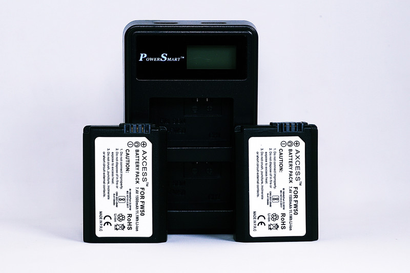 Axcess NP-FW50 (2- No.s) Battery with Dual Slot Charger for Sony ZV-E10, A7RII, A6500  Camera Battery Charger(Black)
