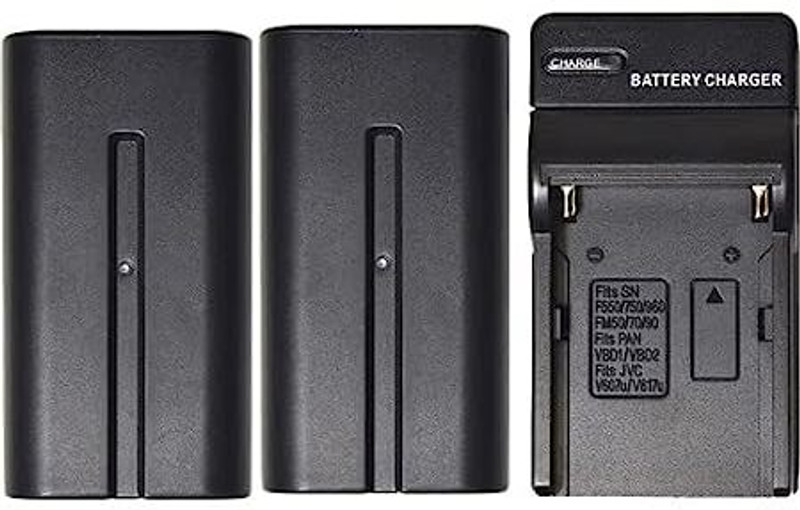 Axcess Battery for Sony NP-F980 Battery (2 Pack) + 1 Charger NP F970, NP F980, NP F570  Camera Battery Charger(Black)