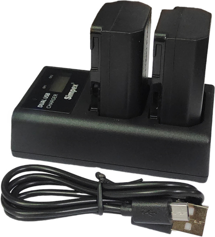 Simpex NP-FZ100 Dual Port LCD Battery Charger with 2nos 5000mAh Li-ion Rechargeable  Camera Battery Charger(Black)