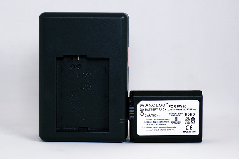 Axcess NP-FW50 Battery & Charger for Sony ZV-E10, Alpha a6300, a6500, a7, a7 III  Camera Battery Charger(Black)