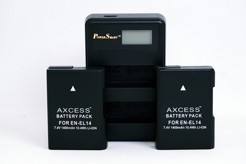 Axcess EN-EL14 Battery (2- No.s) + EN-EL14a Dual USB Charger for Nikon D5600 D3400 Camera Battery Charger(Black)