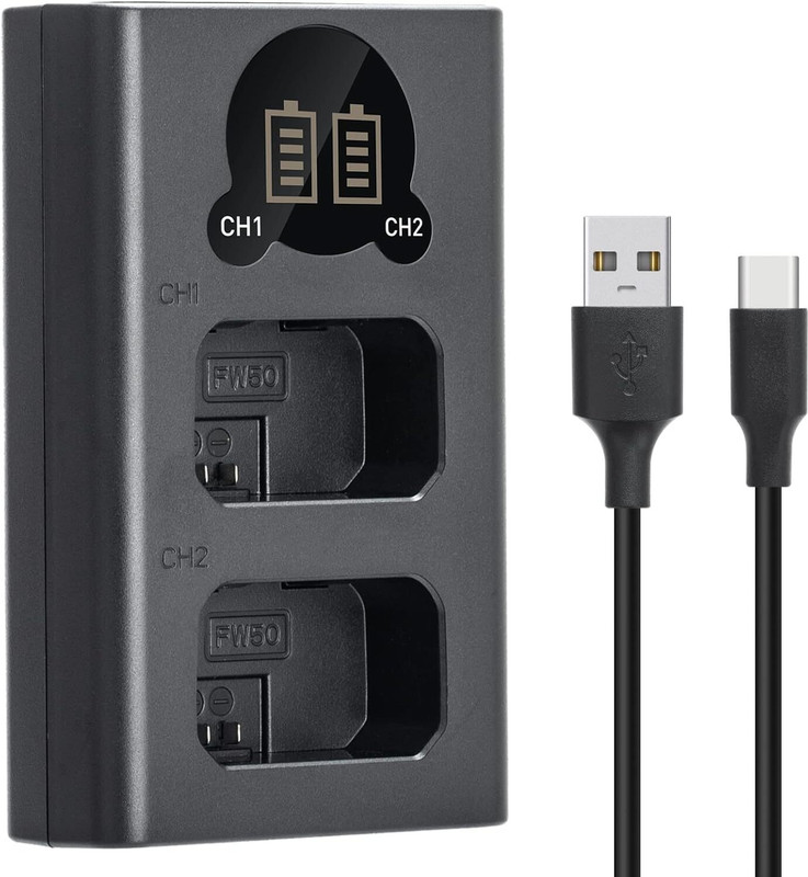 DIGICLIMBER FW-50 Dual fast camera charger with Type C Camera Battery Charger(Black)