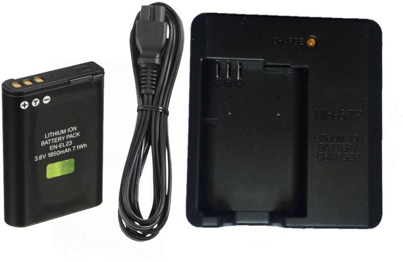 Amabu combo MH-67 charger with En-EL-23 battery with cable Compatible with Ni-kon  Camera Battery Charger(Black)