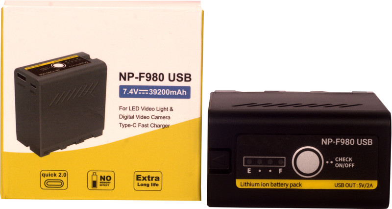IJJA NP-F980 camera rechargeable Lithium battery (39200 Mah) for Camera video light Camera Battery Charger(Black)