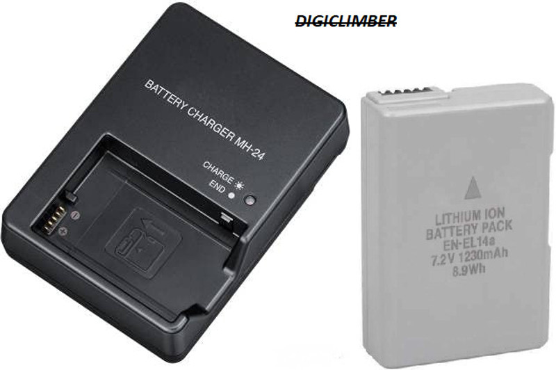 DIGICLIMBER EN-EL-14a battery with camera charger COMBO Camera Battery Charger(Black)